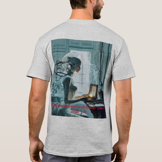 Mannen-basisshirt "De toekomst ontmoet intelligent T-shirt (Achterkant)