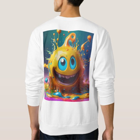 Mannen basissweatshirt met druipende typografie Ar Trui (Achterkant)