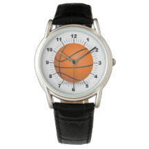 Mannen Basketball Crown Zwart Lederen horloge