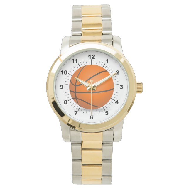 Mannen Basketball Oversized Two-Tone Armband Watch Horloge (Voorkant)