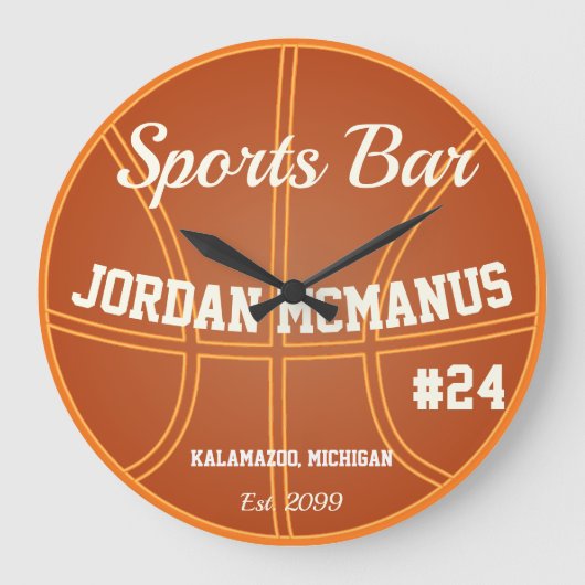 Mannen Basketball Sport Bar Klokteken Grote Klok (Voorkant)