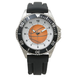 Mannen Basketball Staal Zwart Rubber Strap Horloge