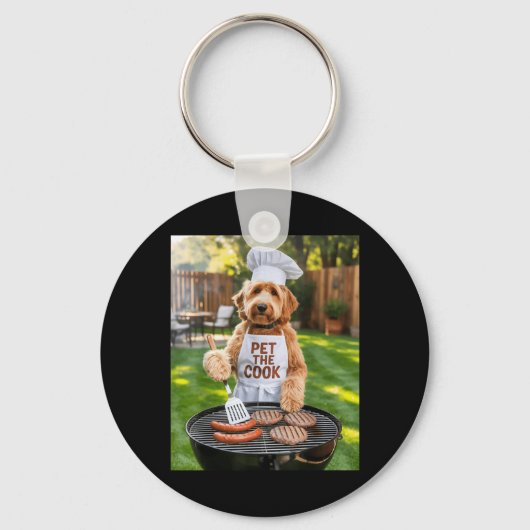 Mannen Bbq Barbecue Aai De Kok Hond Vader Meme Sleutelhanger (Voorkant)