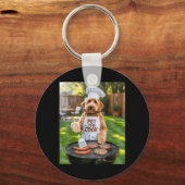 Mannen Bbq Barbecue Aai De Kok Hond Vader Meme Sleutelhanger (Voorkant)