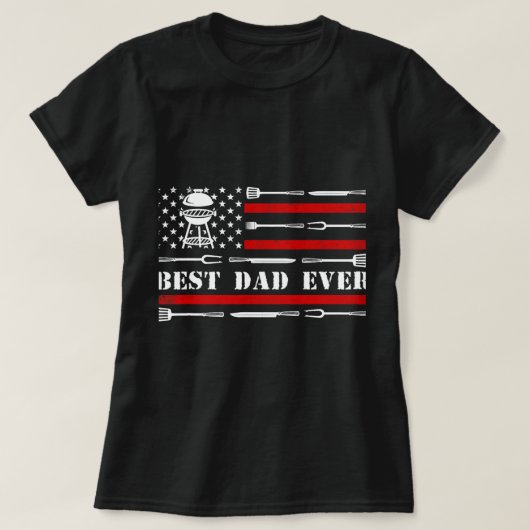 Mannen BBQ Grill Grilling Beste Pap Ooit T-shirt (Design voorkant)