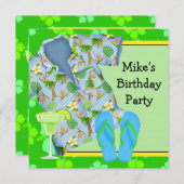 Mannen BBQ Margarita Beach Verjaardagsfeest Kaart (Voorkant / Achterkant)