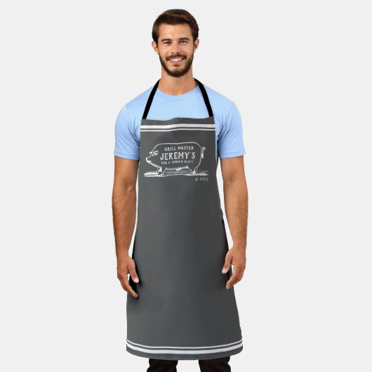 Mannen BBQ  Pig Personalized Grilling Apron Schort (Gedragen)