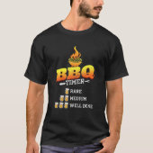 Mannen BBQ Timer, Funny Steak Grilling and Beer, B T-shirt (Voorkant)