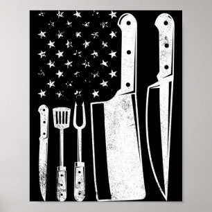 Mannen bbq usa vlag patriottisch fourth of july ma poster