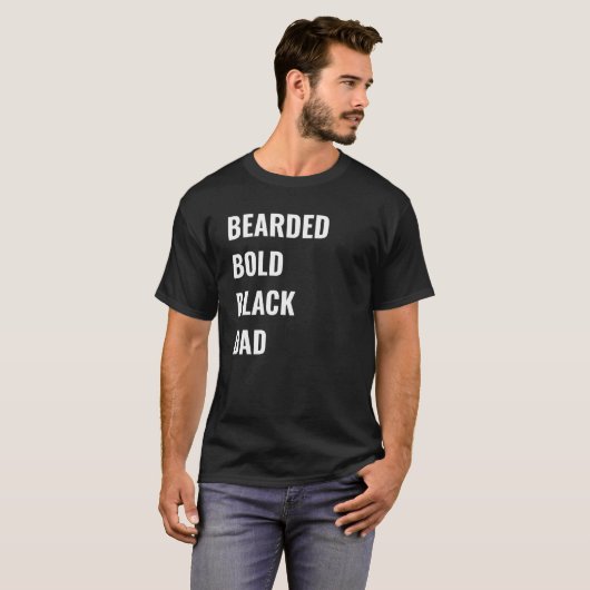 Mannen Bearded Bold Zwart Papa Vaders Eerste T T-shirt (Voorkant volledig)