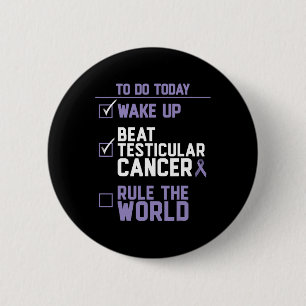 Mannen Beat Testiculaire Kanker Regeer De Wereld Ronde Button 5,7 Cm