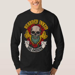 Mannen bebaarde inkt en Geweldige getatoeëerde vad T-shirt