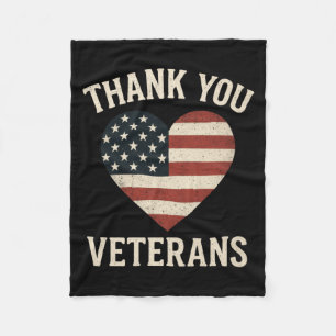 Mannen Bedankt Veteranen - Amerikaanse Vlag Hart Fleece Deken
