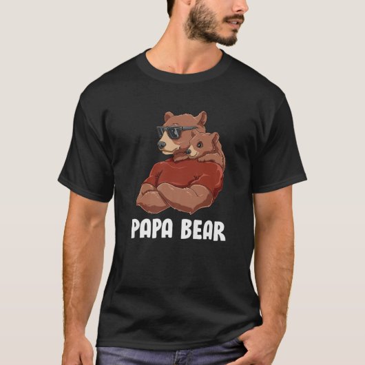 Mannen Beer Cute Papa - Vader Kinder Dochter Son P T-shirt (Voorkant)