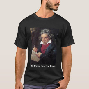 Mannen Beethoven shirt, wat hoort een doofman? T-shirt