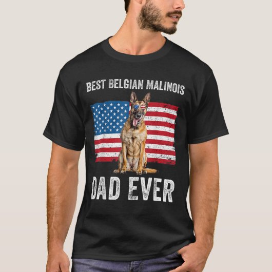 Mannen Belgische Malinois Vader Amerikaanse vlag B T-shirt (Voorkant)