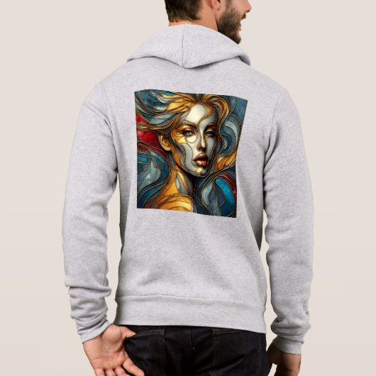 Mannen Bella+Canvas Full-Zip - Glas in lood Art 2 Hoodie (Achterkant)