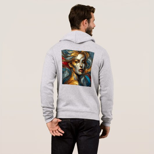 Mannen Bella+Canvas Full-Zip - Glas in lood Art 2 Hoodie (Achterkant volledig)