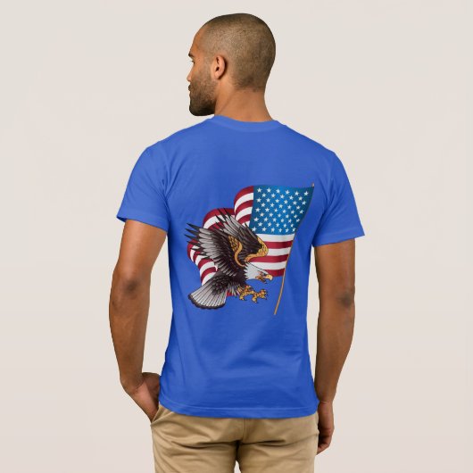 Mannen Bella Canvas T-Shirt-Eagle en vlag T-shirt (Achterkant volledig)