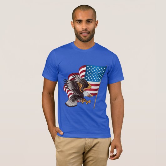 Mannen Bella Canvas T-Shirt-Eagle en vlag T-shirt (Voorkant volledig)