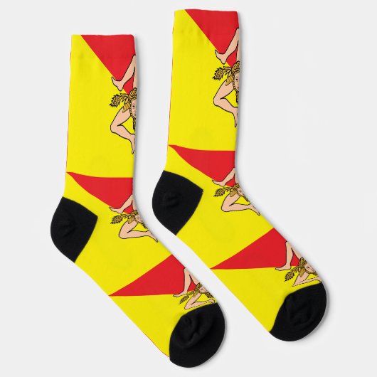 Mannen bemanningsleden sokken met de vlag van Sici (Rechts)