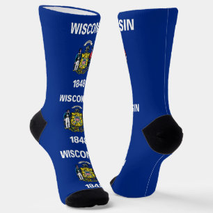 Mannen bemanningssokken met vlag van Wisconsin, VS Sokken