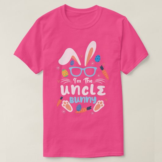 Mannen ben ik de oom Bunny Cute Easter Bunny Wit T-shirt (Design voorkant)