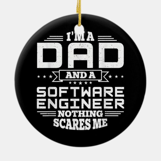 Mannen ben ik pa en software engineer niets keramisch ornament (Achterkant)