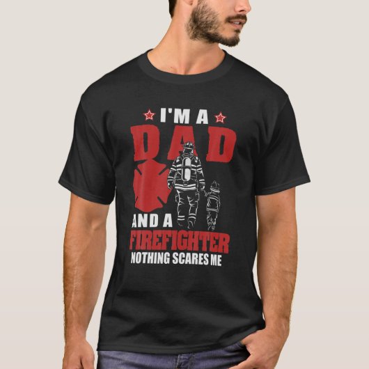 Mannen ben ik vader en brandweervader t-shirt (Voorkant)