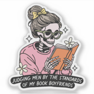 Mannen beoordelen aan de hand van mijn boekenliefd sticker