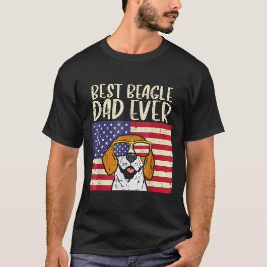 Mannen beste beagle vader ooit vlag patriottisch h t-shirt (Voorkant)