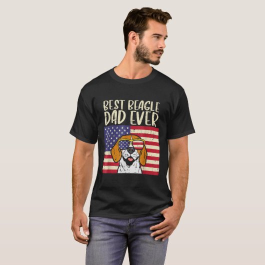 Mannen beste beagle vader ooit vlag patriottisch h t-shirt (Voorkant volledig)