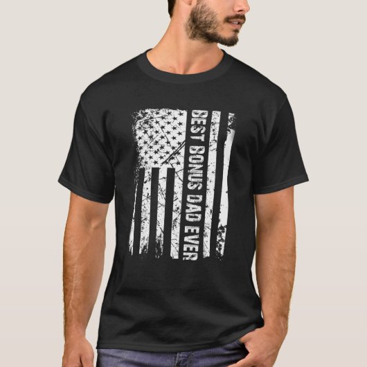 Mannen beste bonusvader ooit Amerikaanse vlag vade T-shirt (Voorkant)