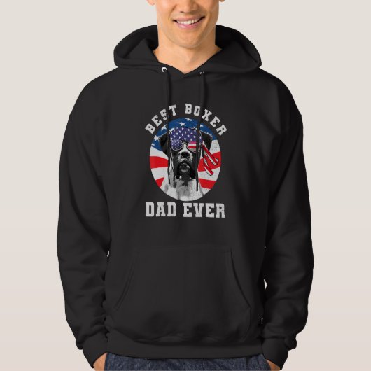 Mannen beste Boxer Dog papa Oog Amerikaanse vlag Hoodie (Voorkant)
