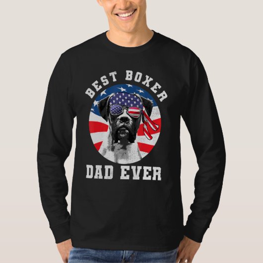 Mannen beste Boxer Dog papa Oog Amerikaanse vlag T-shirt (Voorkant)