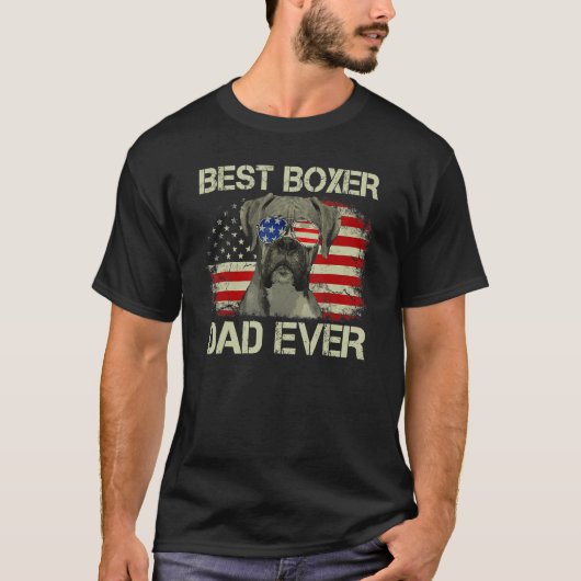 Mannen beste Boxer-pap ooit Amerikaanse vlag T-shirt (Voorkant)