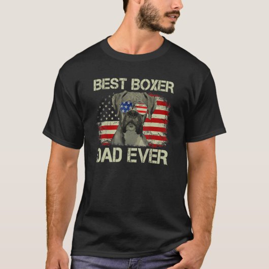 Mannen beste Boxer-pap ooit Amerikaanse vlag T-shirt (Voorkant)
