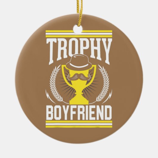 Mannen beste Boyvriend Trophy Mustache Keramisch Ornament (Voorkant)