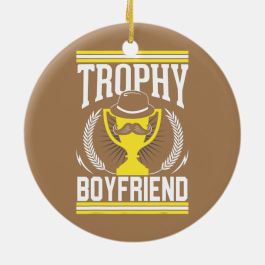 Mannen beste Boyvriend Trophy Mustache Keramisch Ornament (Achterkant)
