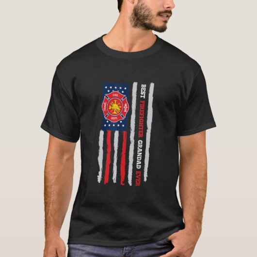 Mannen beste brandweerman, grootvader ooit Vlag Vu T-shirt (Voorkant)