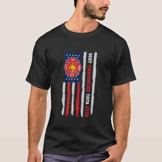 Mannen beste brandweerman Tata Ever US Flag Brandw T-shirt (Voorkant)
