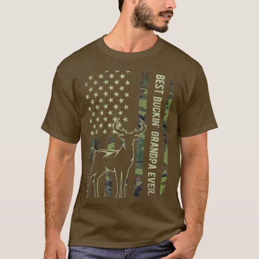 Mannen beste Buckin opa Ever Camo American Flag T-shirt (Voorkant)