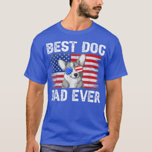Mannen beste Corgi Pa over Amerikaanse vlag op 4 j T-shirt