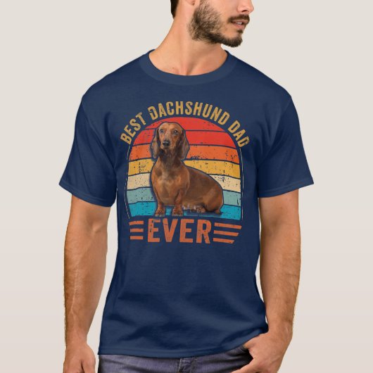 Mannen Beste Dachshund Papa  Retro Dachshund T-shirt (Voorkant)