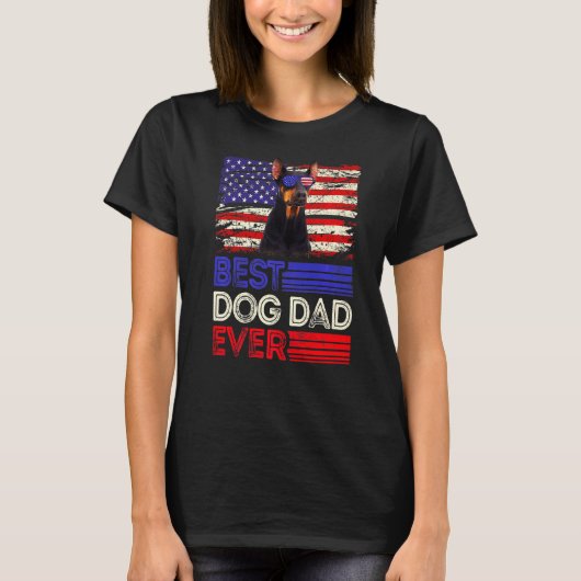 Mannen beste doberman vader ooit Amerikaanse vlag  T-shirt (Voorkant)