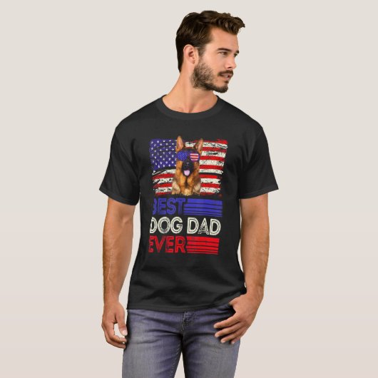 Mannen beste Duitse herdervader ooit Amerikaanse v T-shirt (Voorkant volledig)