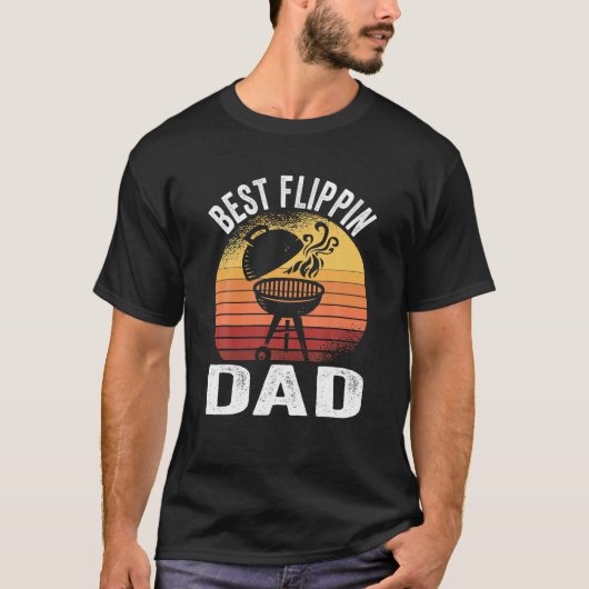 Mannen Beste Flippin Dad Barbecue Roken Vlees BBQ T-shirt (Voorkant)