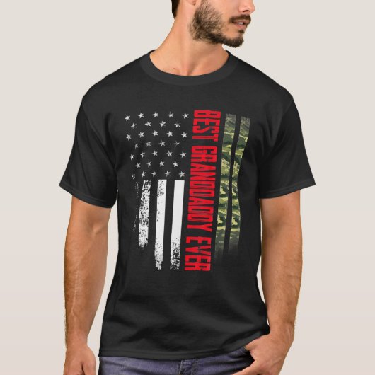 Mannen Beste grootvader ooit Camo American Fl T-shirt (Voorkant)