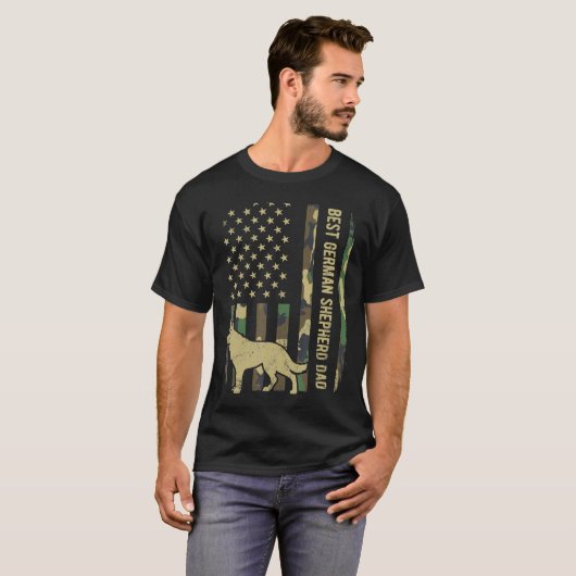 Mannen beste herdershond Vader Camouflage Ameri T-shirt (Voorkant volledig)