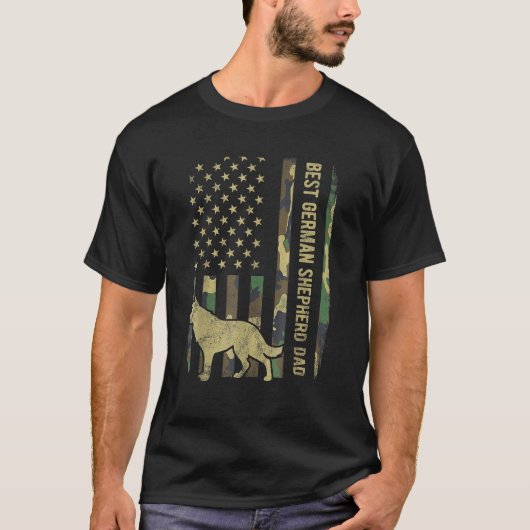 Mannen beste herdershond Vader Camouflage Ameri T-shirt (Voorkant)